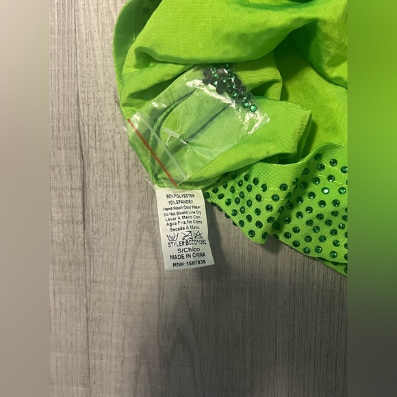 Lime Green Neon off Shoulder Rhinestone Dress 🥳 - Picture 11 of 11